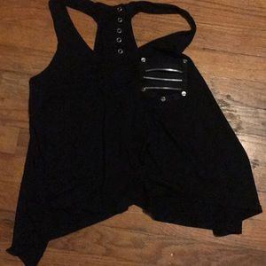 Black tank with zipper effects